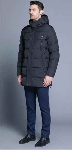 Men's Winter Warm Windproof Casual Medium Long Parka