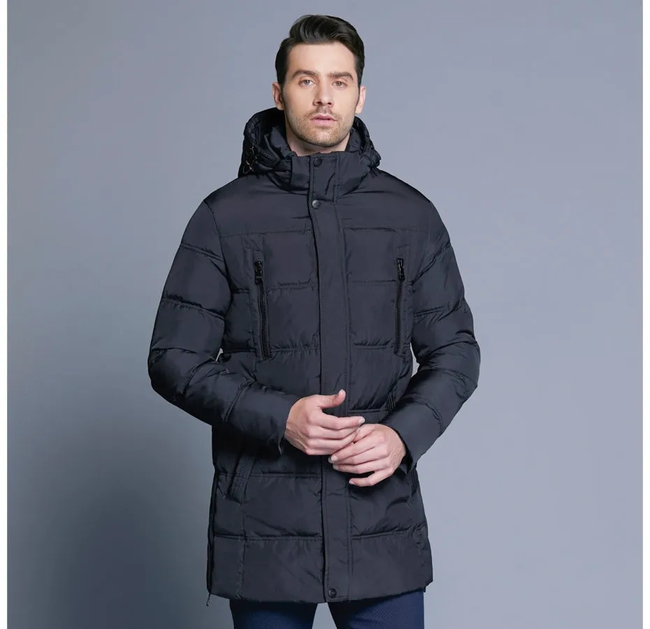 Men's Winter Warm Windproof Casual Medium Long Parka