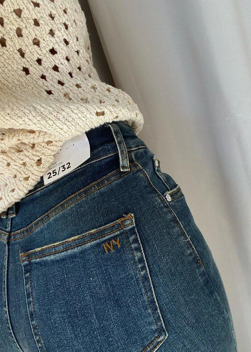 Mia Straight Jeans Wash Valett - Denim Blue