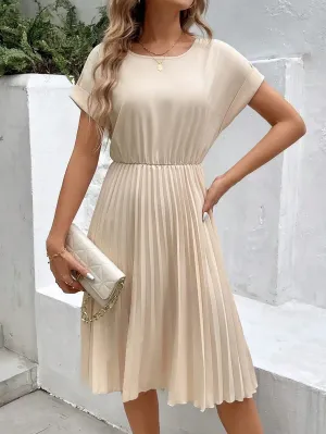 Molly Cross Border Ruffled Sleeve Pleated Dress