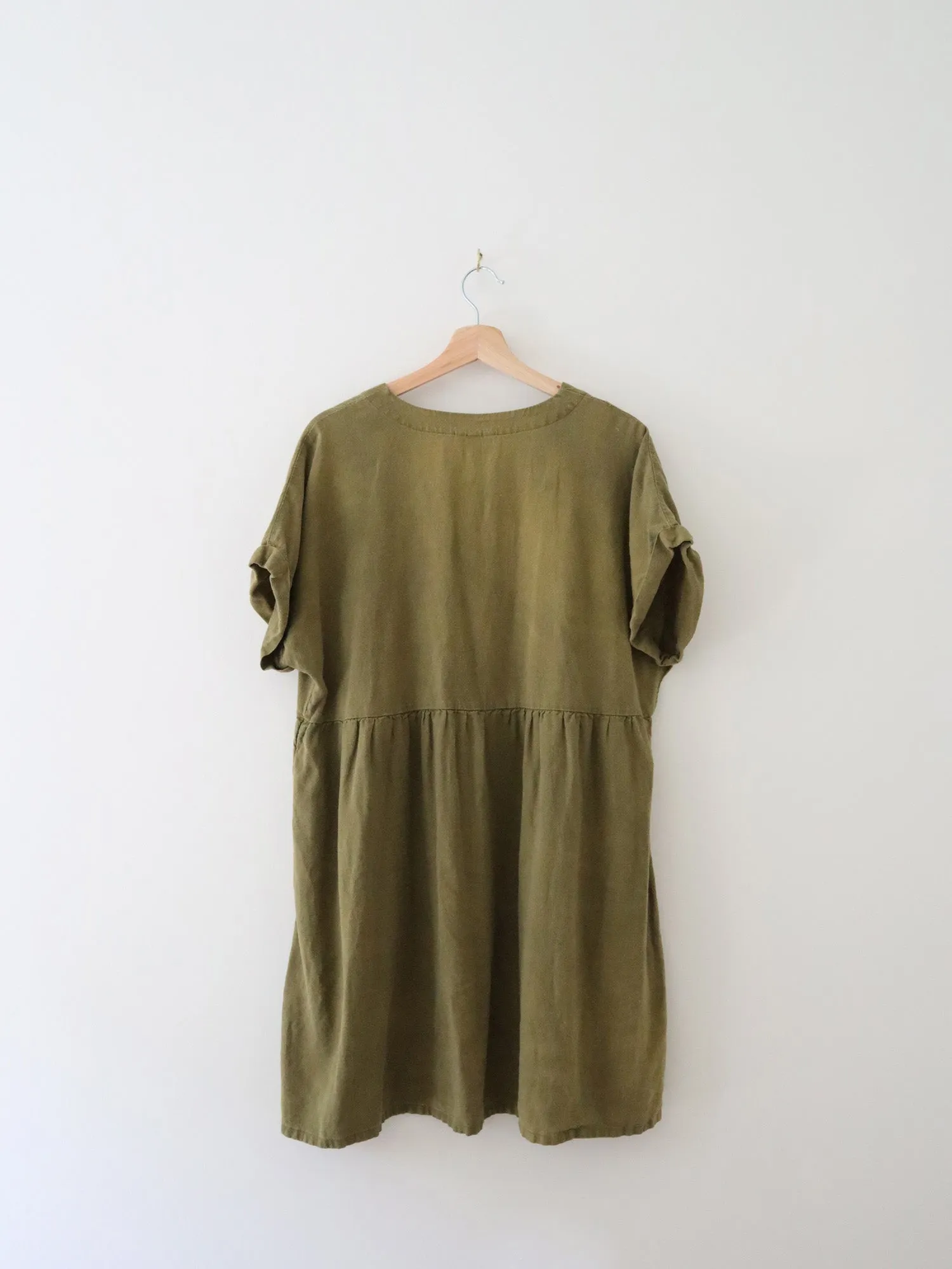 Olive Linen Babydoll Dress (XL)