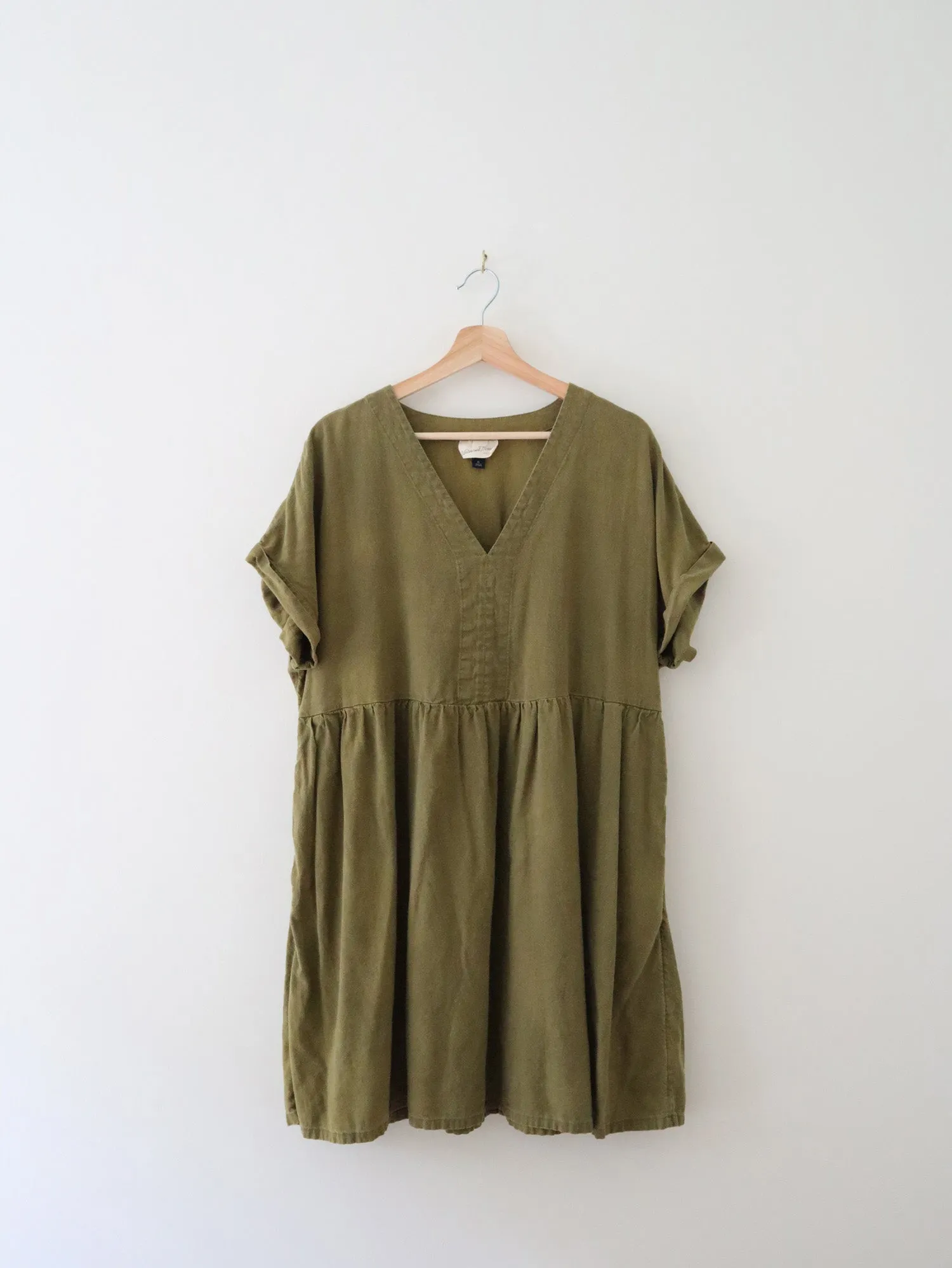 Olive Linen Babydoll Dress (XL)