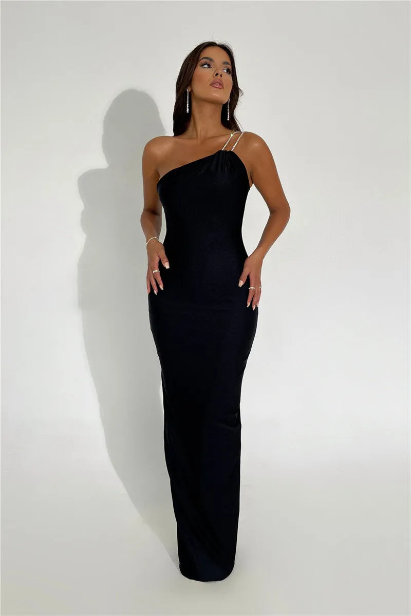 One Shoulder Backless Sexy Maxi Dress