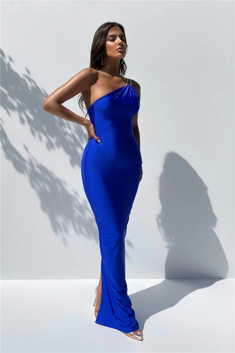 One Shoulder Backless Sexy Maxi Dress
