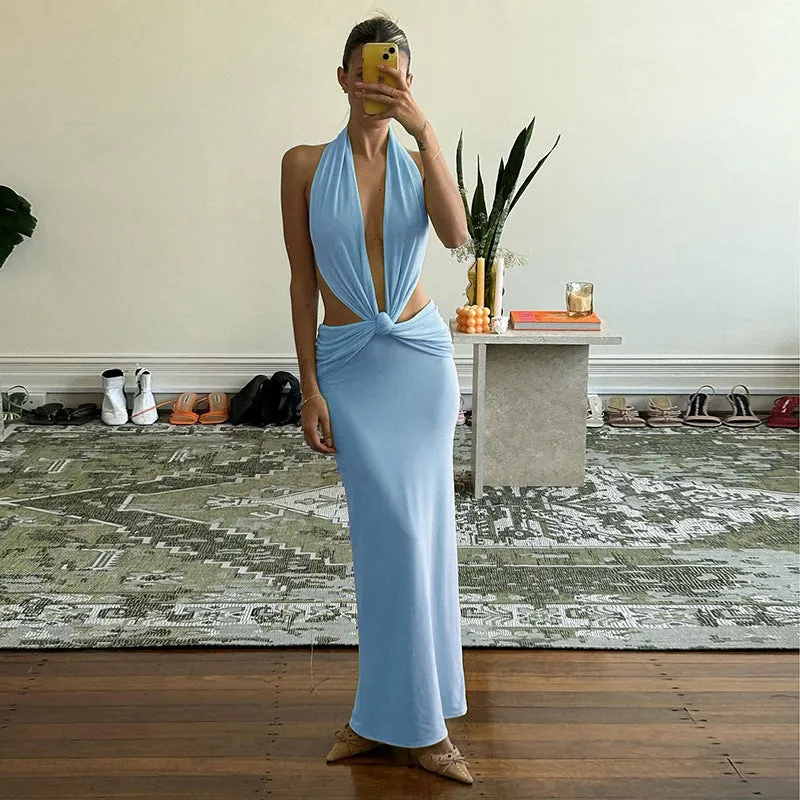 Patricia Backless Halter Bodycon Maxi Dress