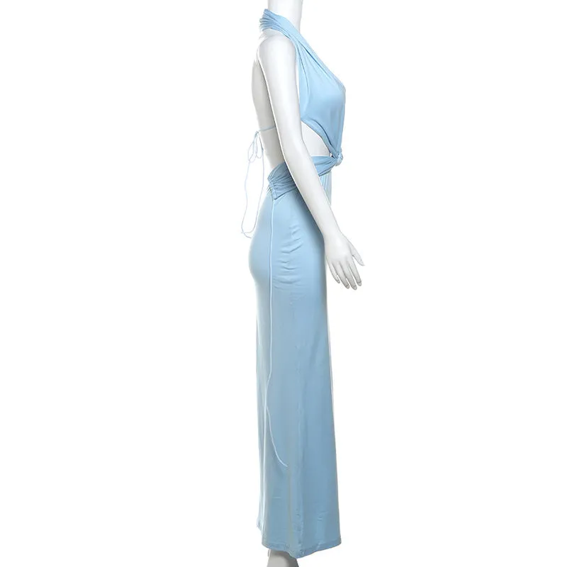 Patricia Backless Halter Bodycon Maxi Dress
