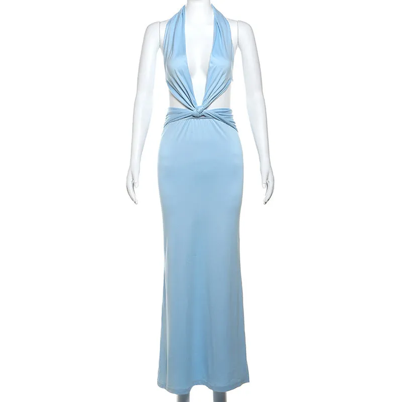 Patricia Backless Halter Bodycon Maxi Dress
