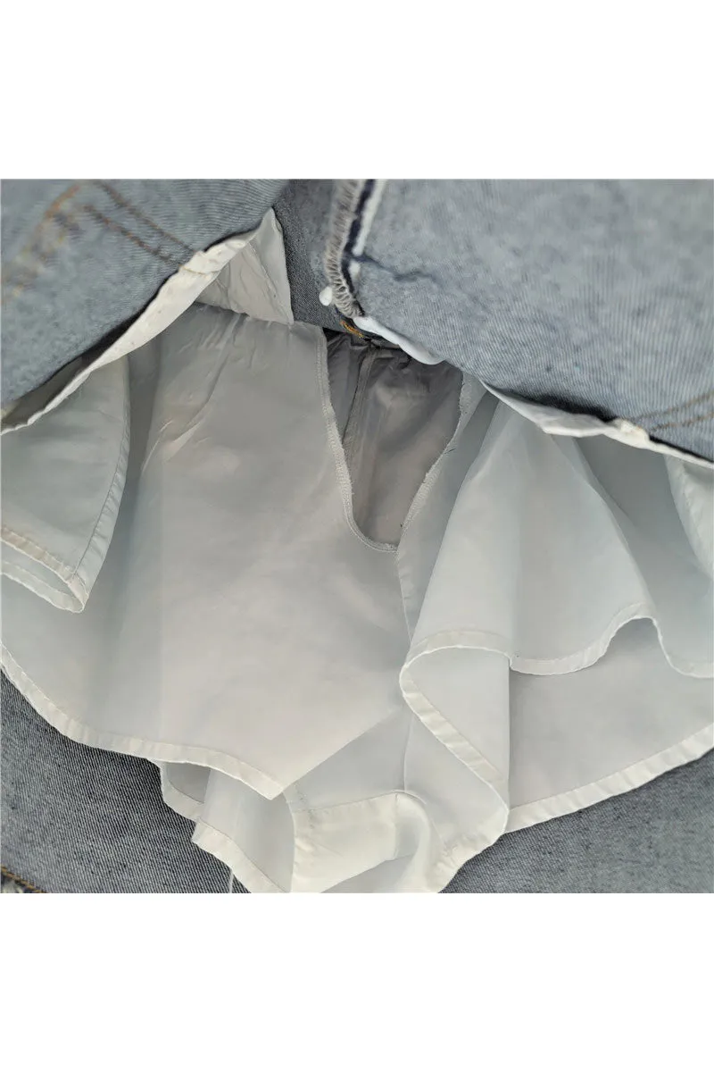 QM0519 Cargo Denim Mini Skirt