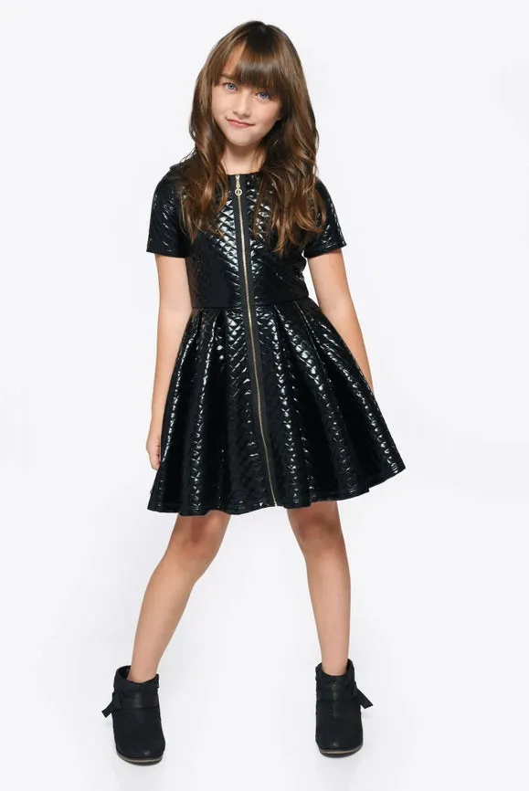 Quilted Dress W Double Zip Detail