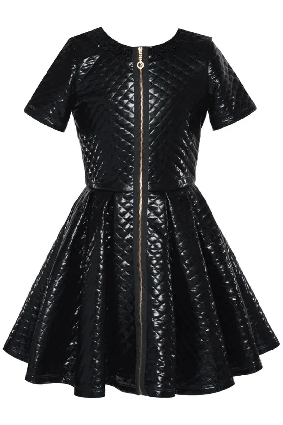 Quilted Dress W Double Zip Detail