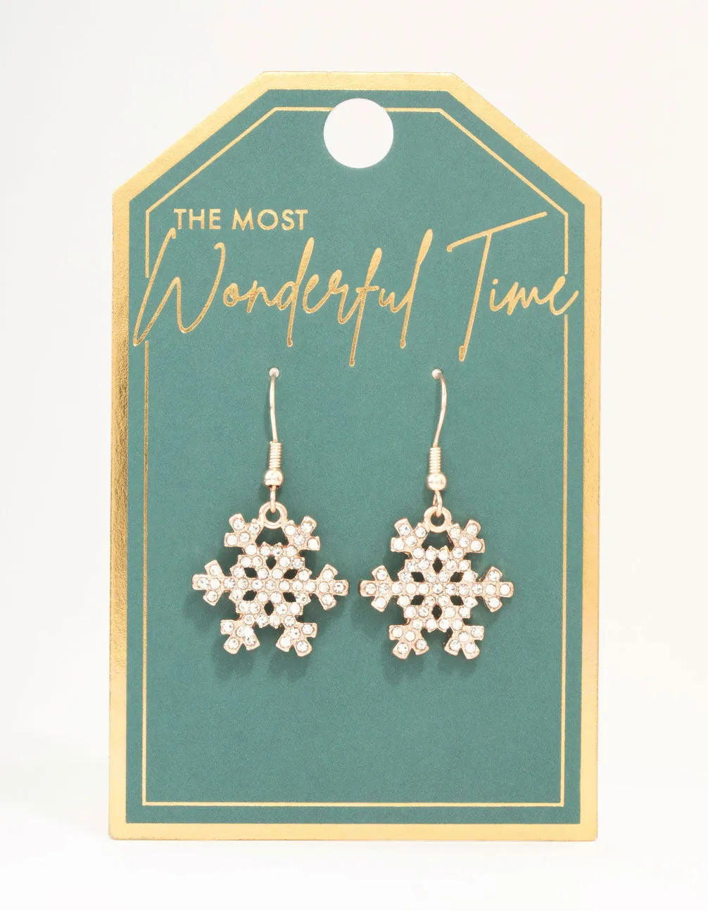 Rose Gold Diamante Snowflake Drop Earrings