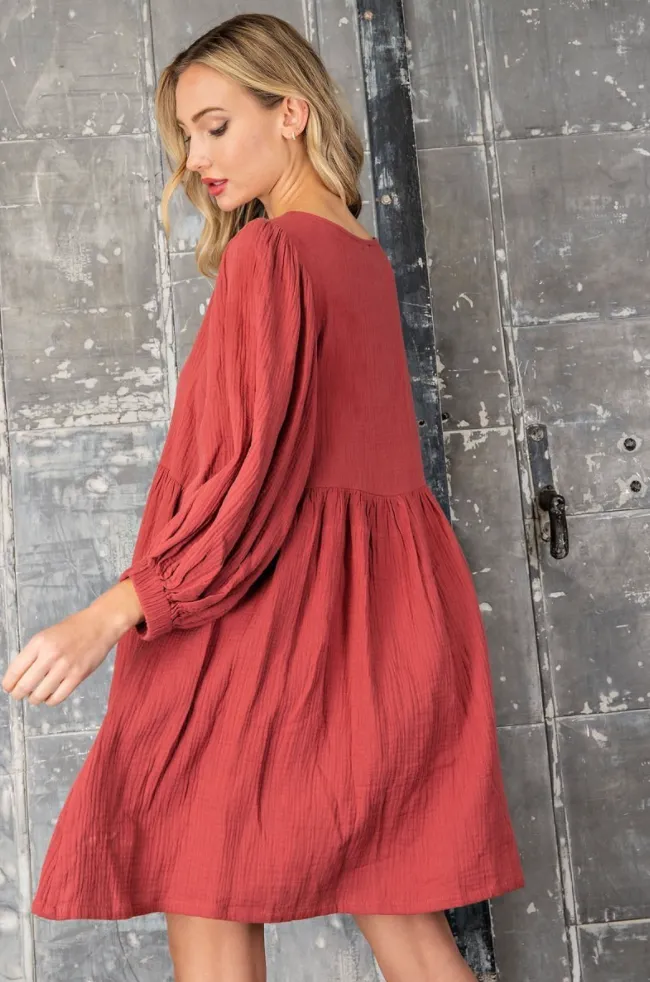 Rowen Red Babydoll Dress