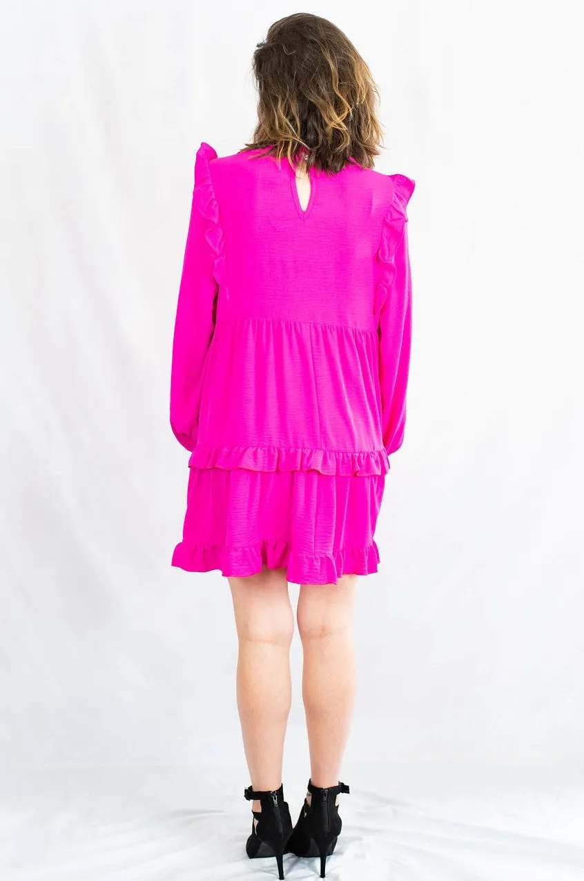 Solid Ruffle Tiered Babydoll Dress with Pockets by Jodifl Clothing