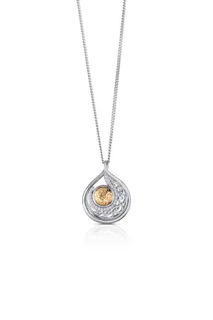Solstice Teardrop Pendant (Silver with 18K Bead)