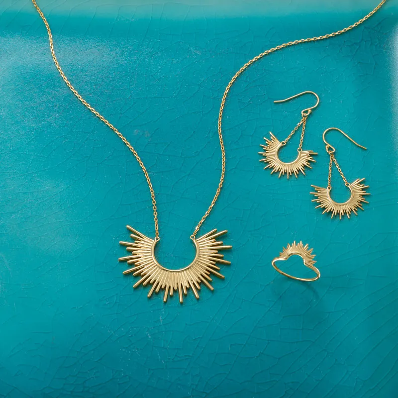 Sterling Silver Gold Plated Sunburst Earrings
