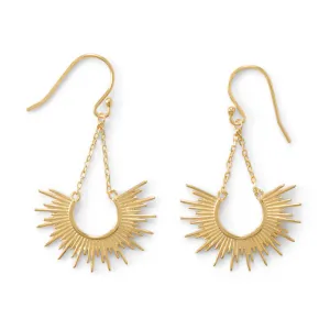 Sterling Silver Gold Plated Sunburst Earrings