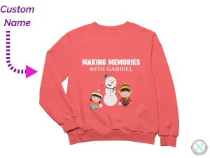 Toddler Boys Personalized Name Christmas Sweatshirt Gift with Making Memories Text