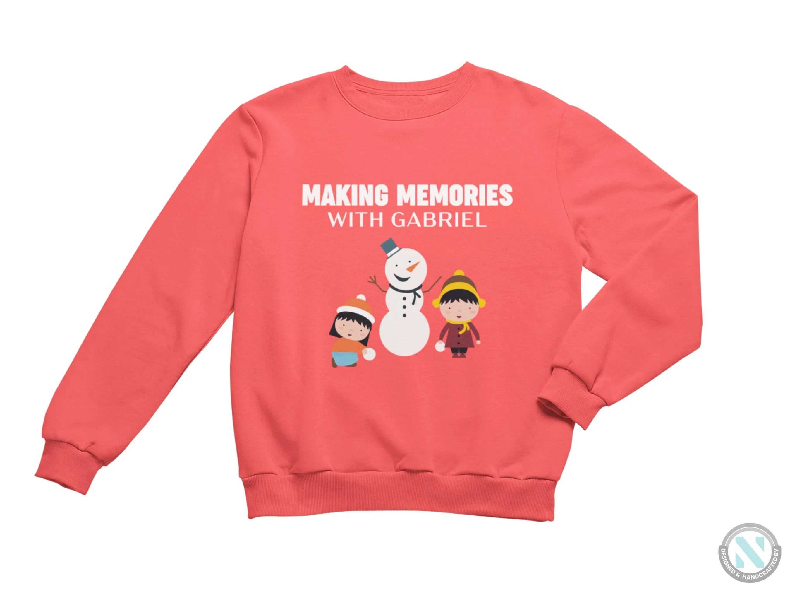 Toddler Boys Personalized Name Christmas Sweatshirt Gift with Making Memories Text