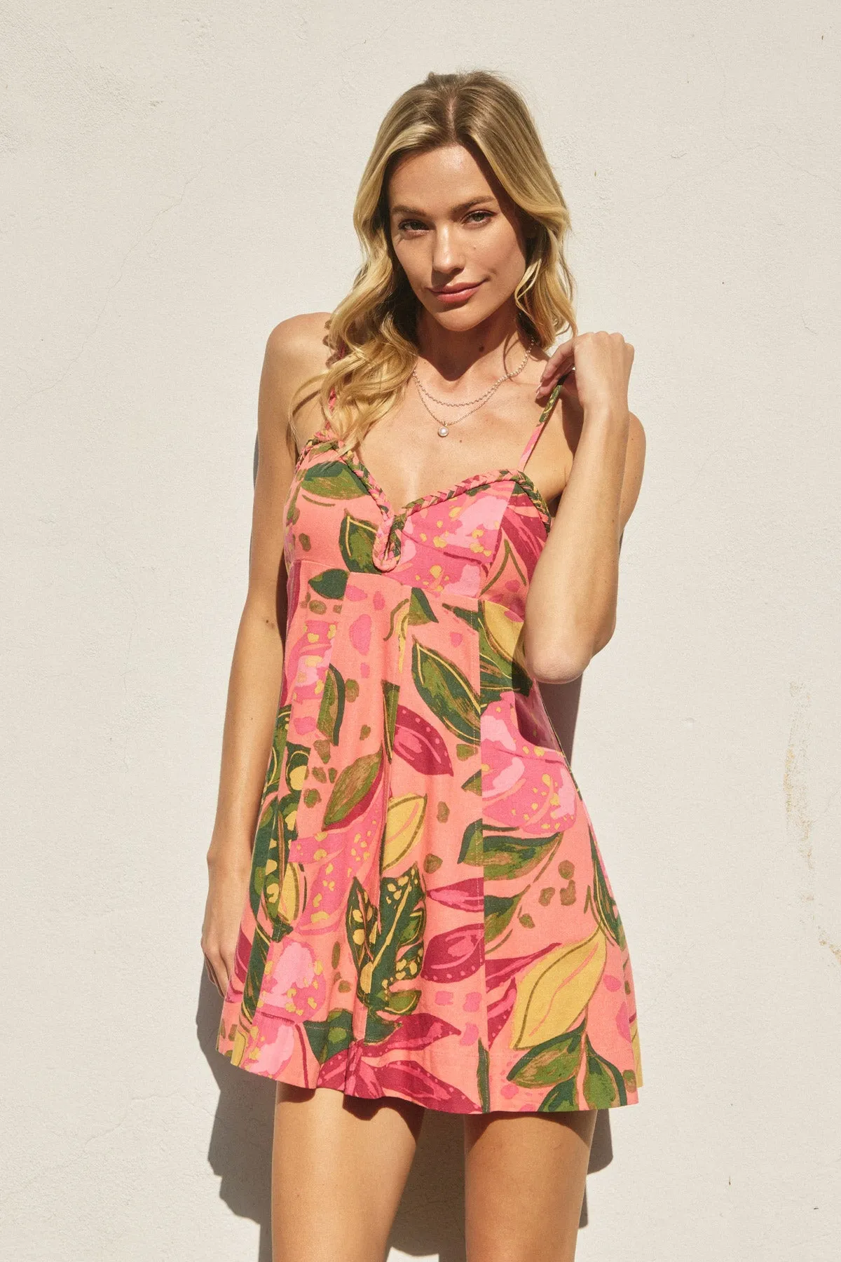 TROPICAL MINI DRESS-PINK
