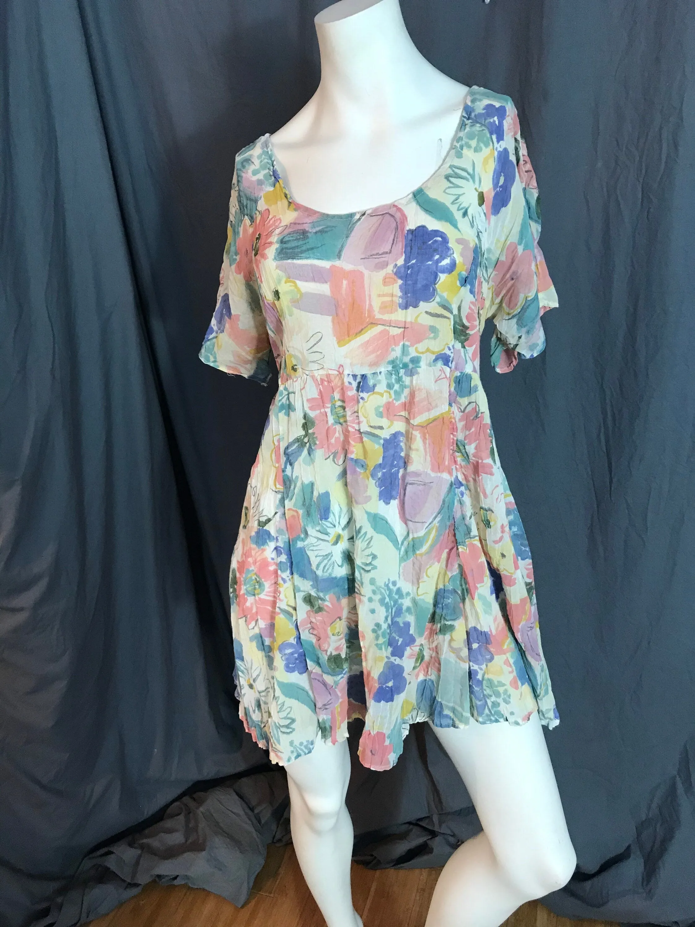 Vintage 1980’s Shok sheer floral babydoll dress L