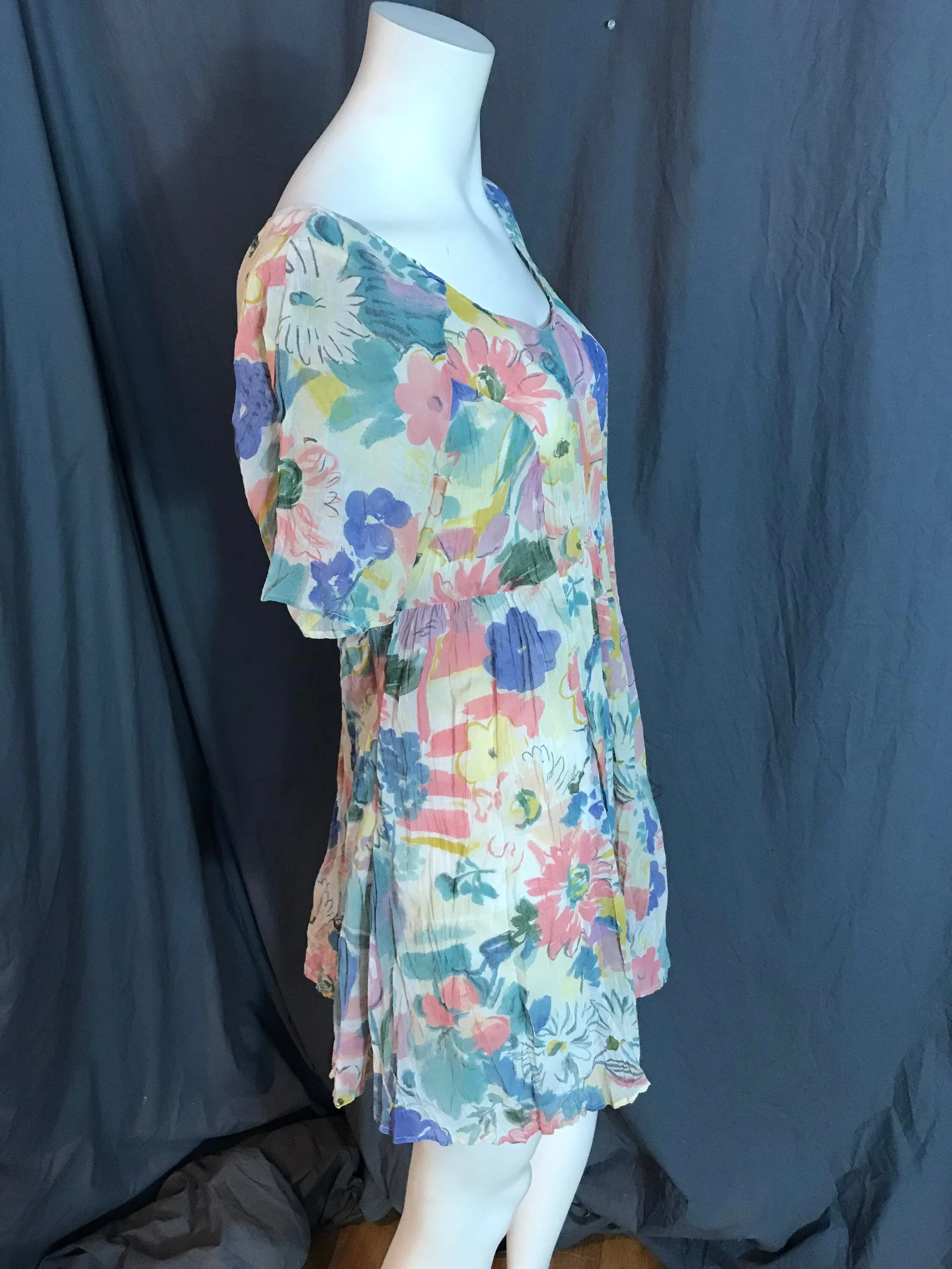 Vintage 1980’s Shok sheer floral babydoll dress L