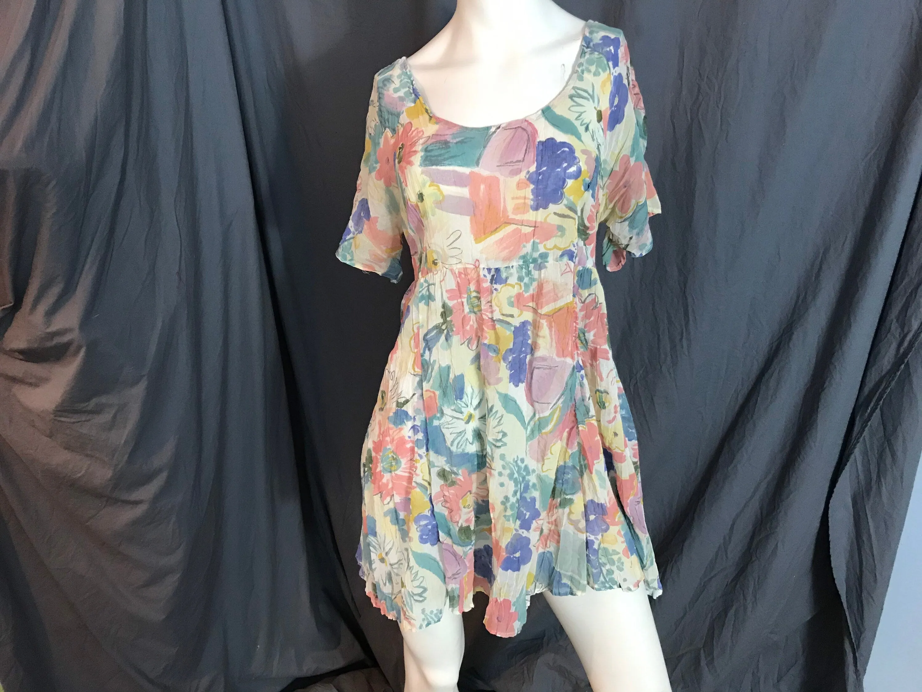Vintage 1980’s Shok sheer floral babydoll dress L