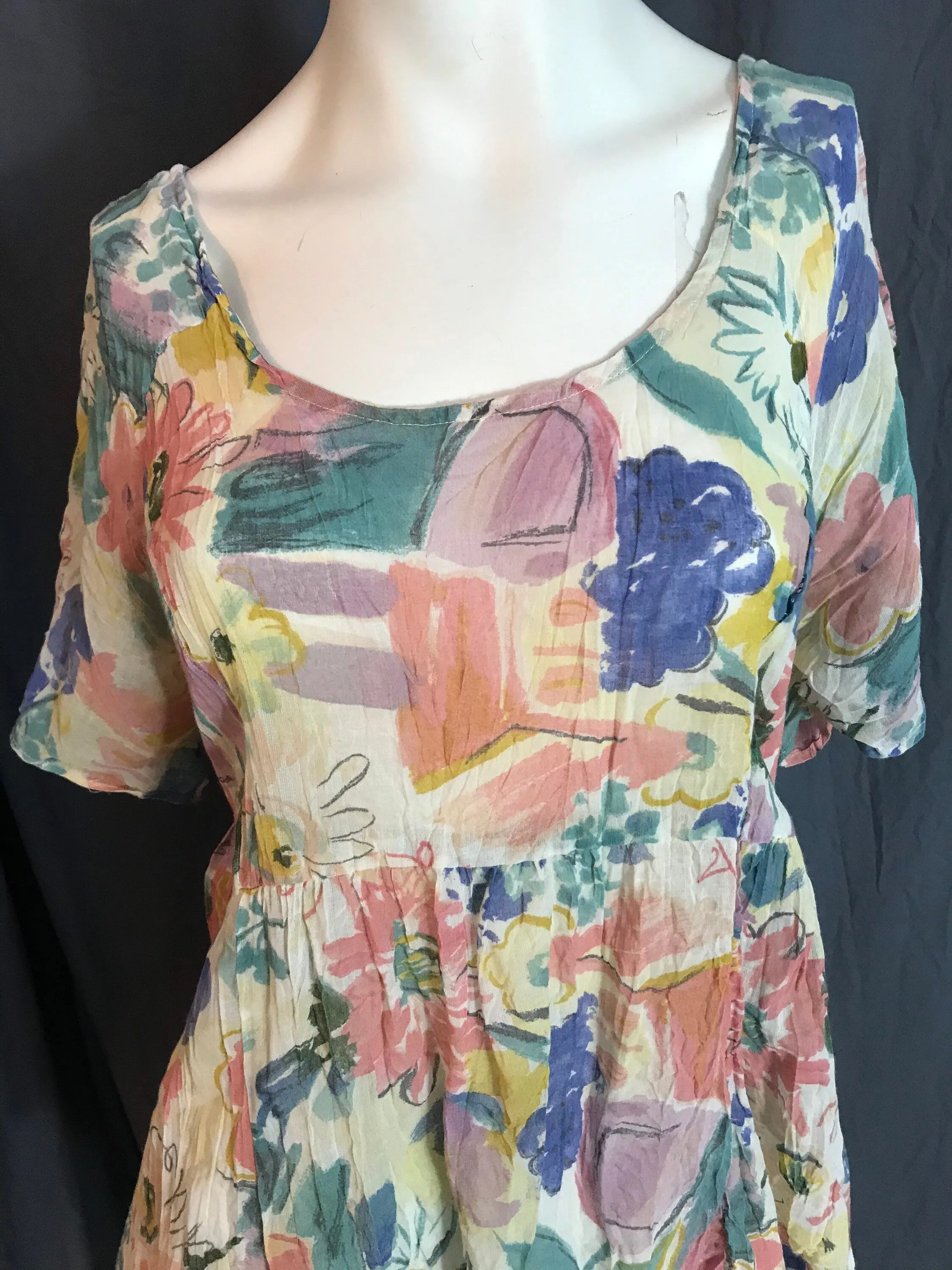 Vintage 1980’s Shok sheer floral babydoll dress L