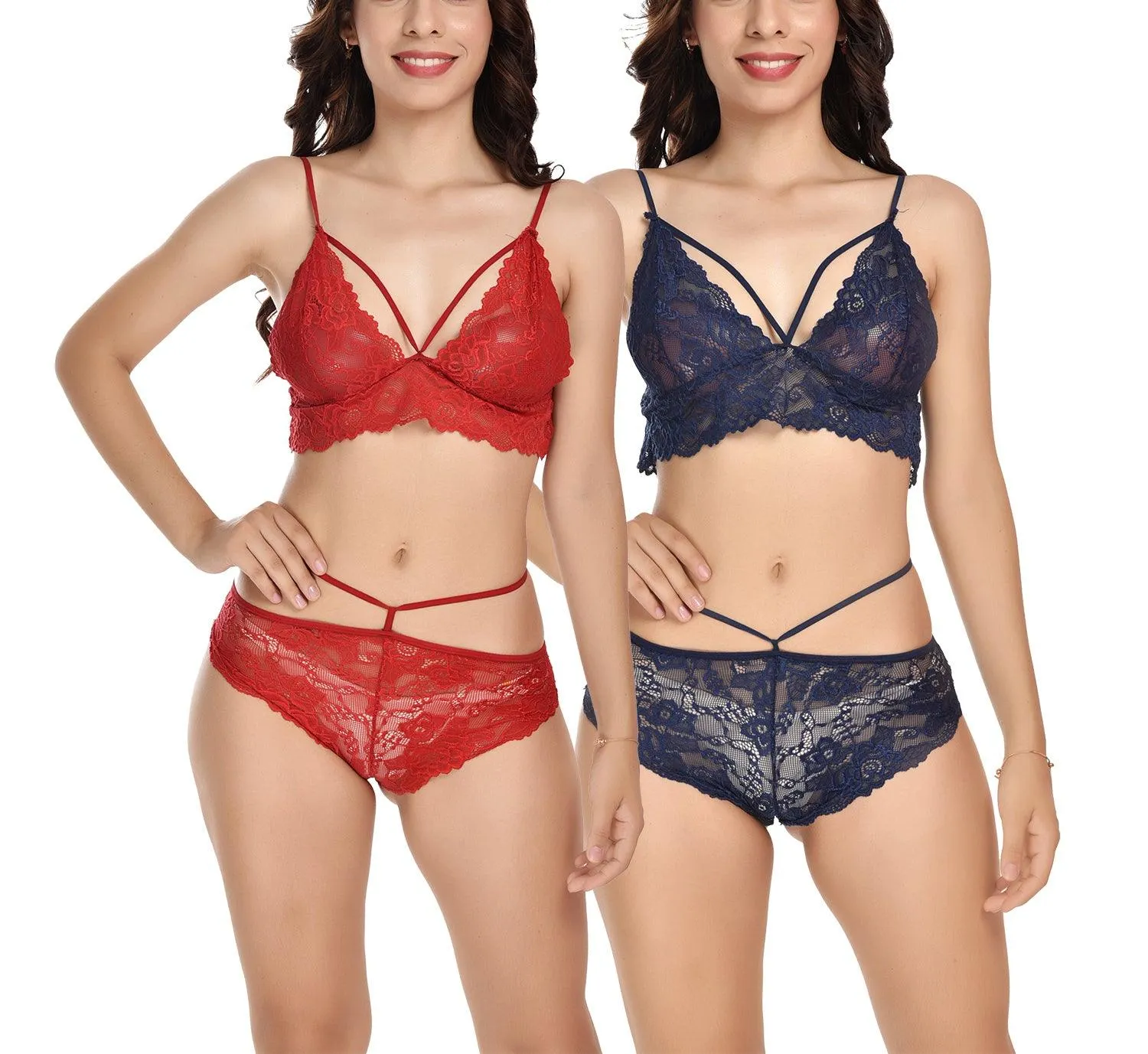 Viral Girl's Women's Babydoll Lingerie Set For Honeymoon For Women's Thongs (Maroon::navyblue_Free Size) (pack Of 2)