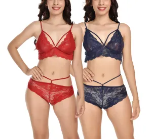 Viral Girl's Women's Babydoll Lingerie Set For Honeymoon For Women's Thongs (Maroon::navyblue_Free Size) (pack Of 2)
