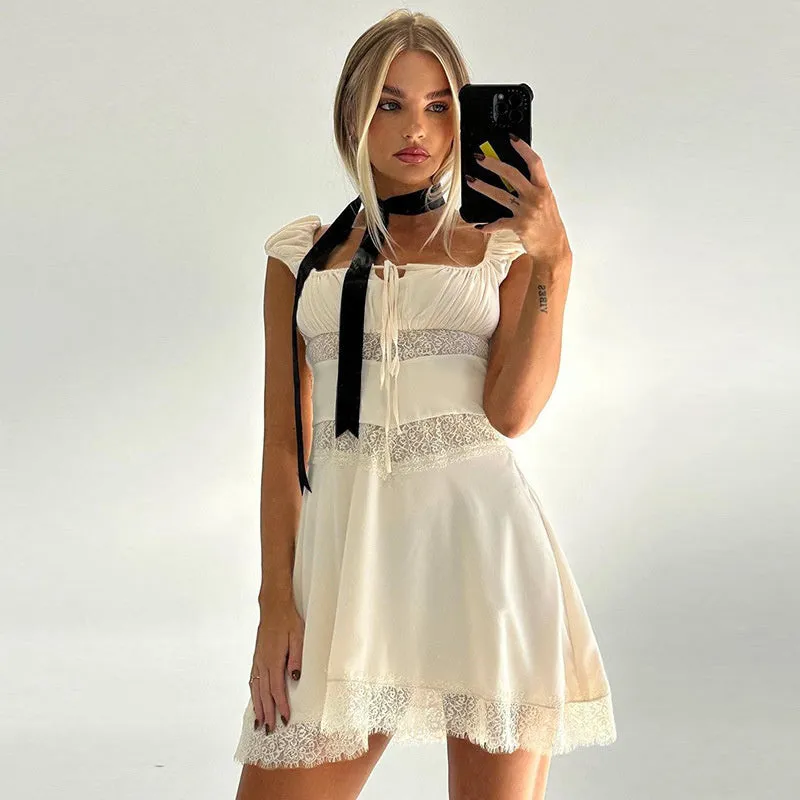 Wendy Hollow Out Lace Sexy Mini Dress