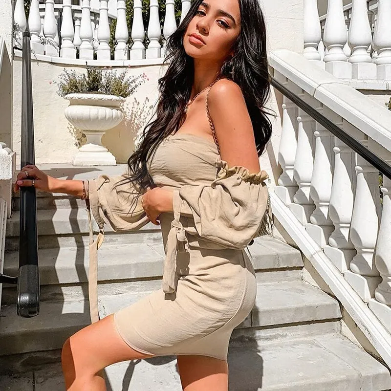 Women's Off Shoulder Solid Strapless Mini Dress