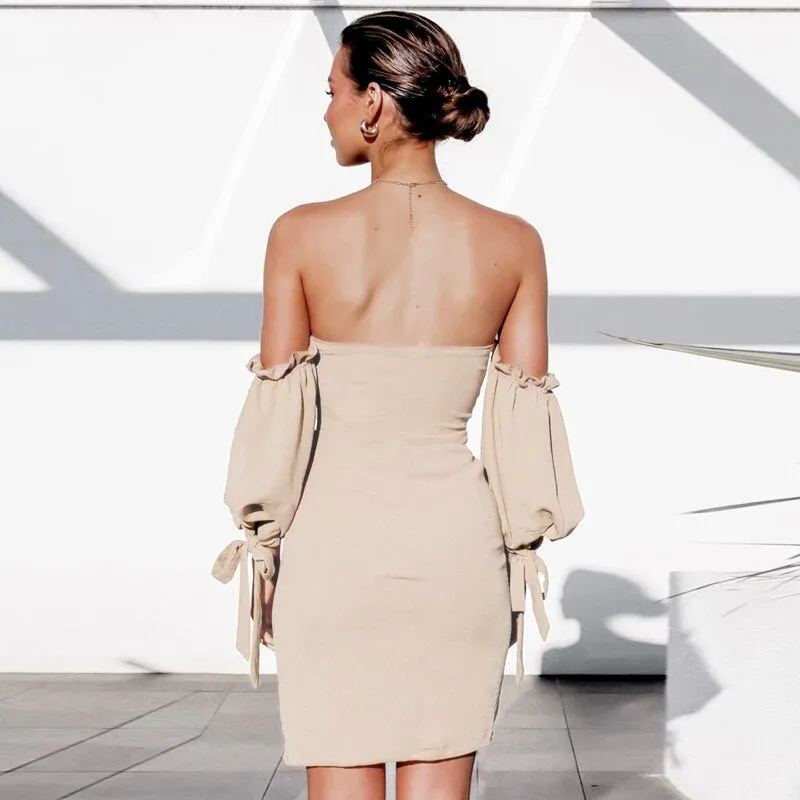 Women's Off Shoulder Solid Strapless Mini Dress
