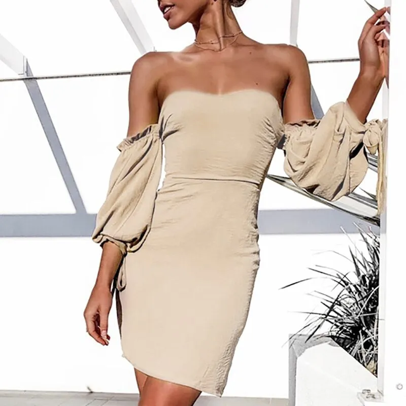 Women's Off Shoulder Solid Strapless Mini Dress