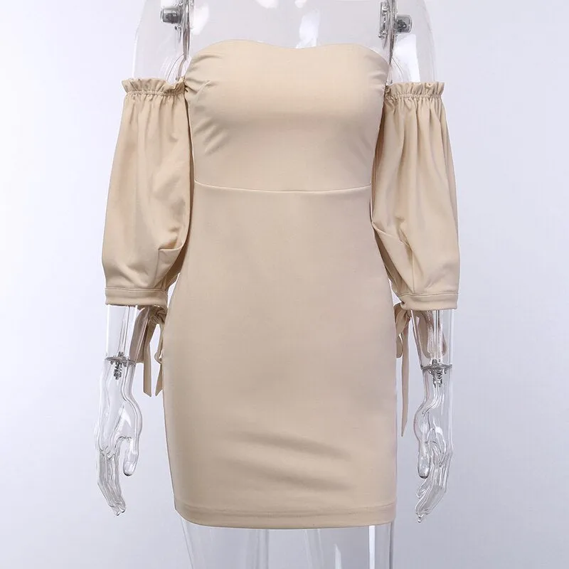 Women's Off Shoulder Solid Strapless Mini Dress