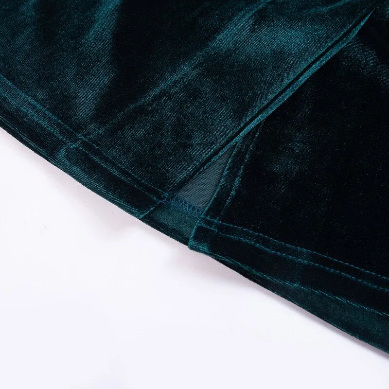 Women's One Shoulder Velvet High Waist Dress