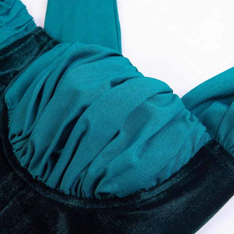 Women's One Shoulder Velvet High Waist Dress