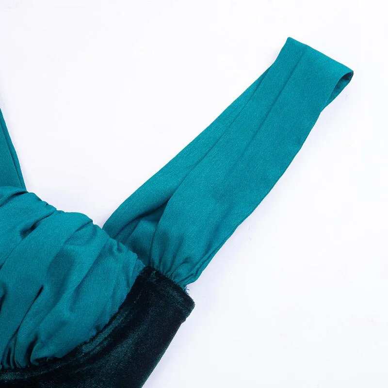 Women's One Shoulder Velvet High Waist Dress