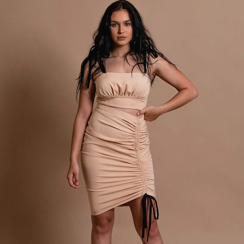 Women's Slim Ruched Two-Piece Dress