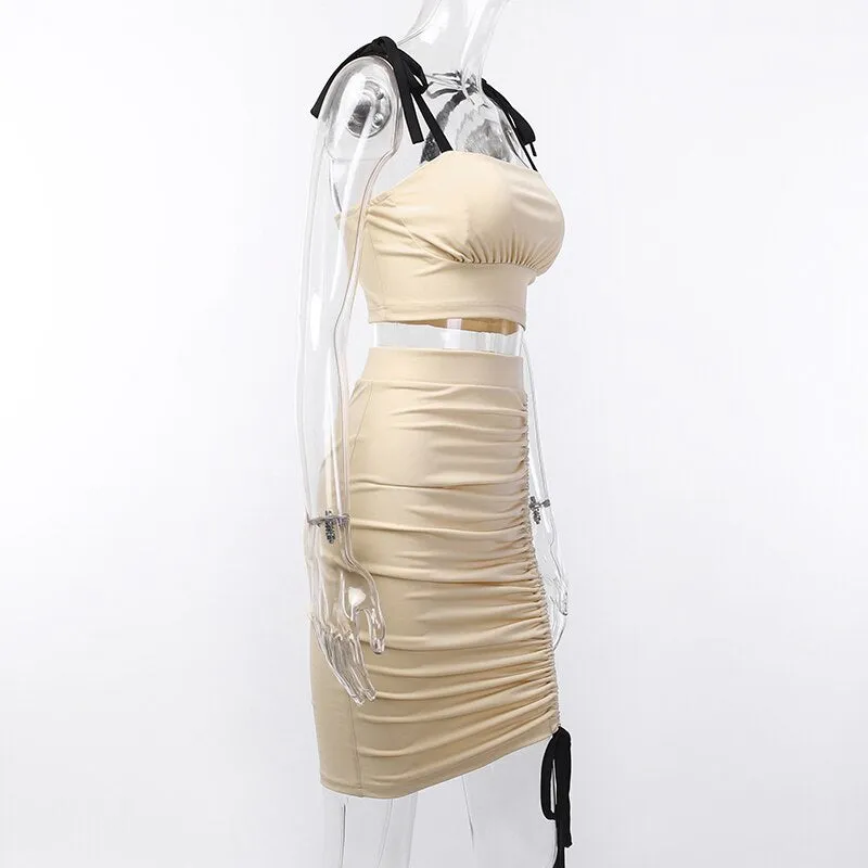Women's Slim Ruched Two-Piece Dress