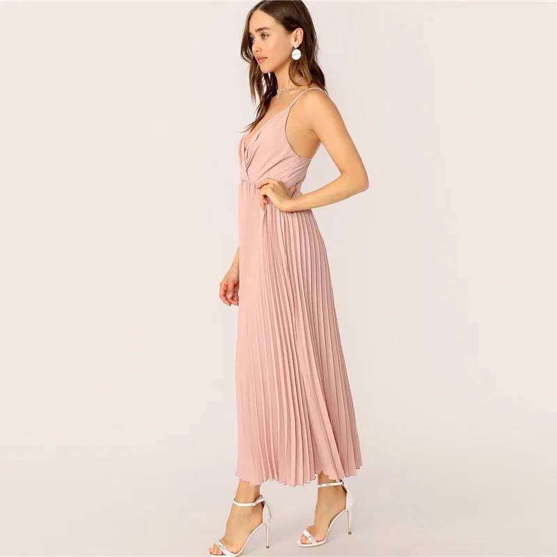 Women's Summer Chiffon Sleeveless Pleated Dress