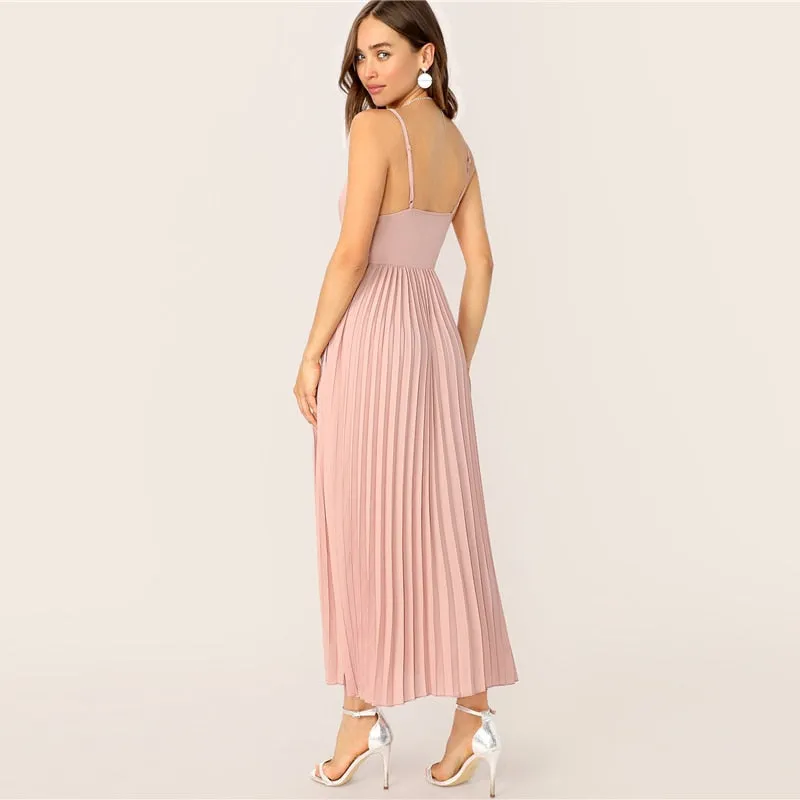 Women's Summer Chiffon Sleeveless Pleated Dress