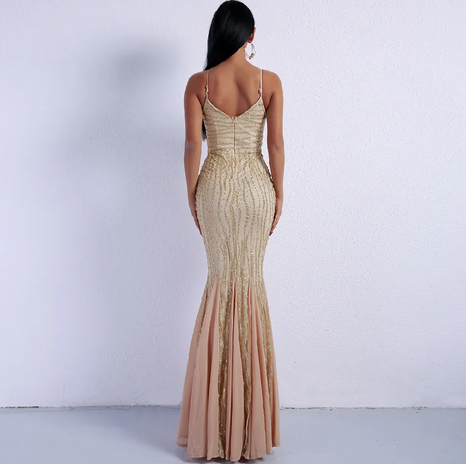 Women's Summer V-Neck Sleeveless Sequin Dress