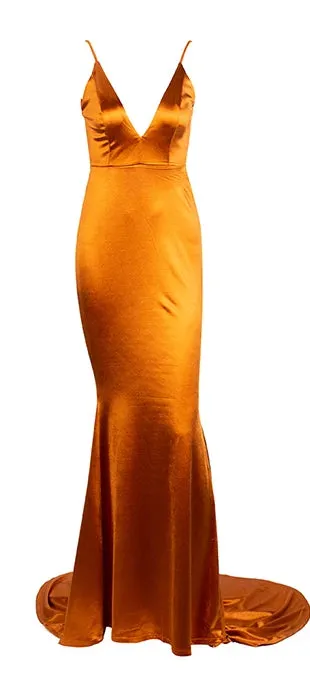 Women's V-Neck Long Dress With Open Back