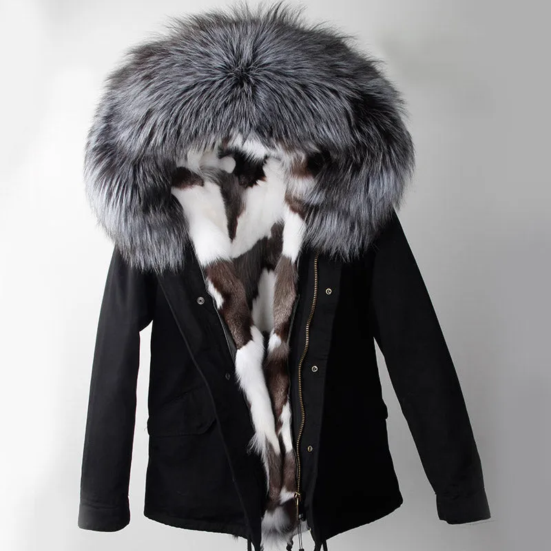 Women's Winter Casual Hooded Acrylic Thick Parka With Raccoon Fur