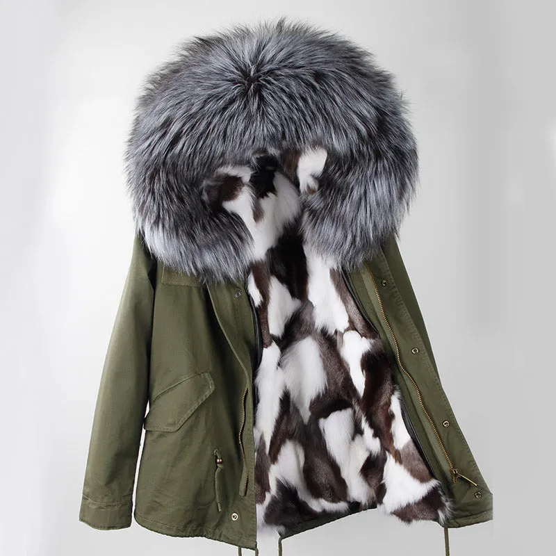 Women's Winter Casual Hooded Acrylic Thick Parka With Raccoon Fur