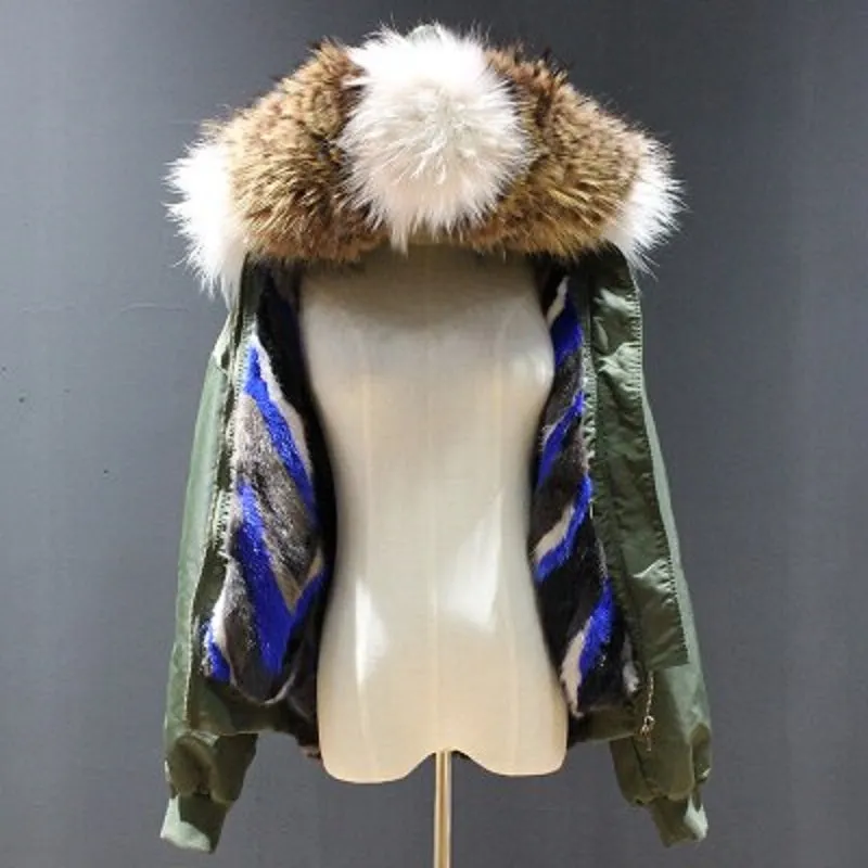 Women's Winter Casual Hooded Polyester Parka With Mink Fur
