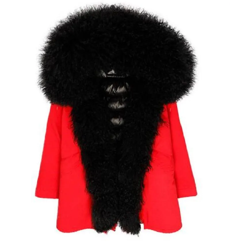 Women's Winter Casual Short Slim Hooded Parka With Sheep Fur