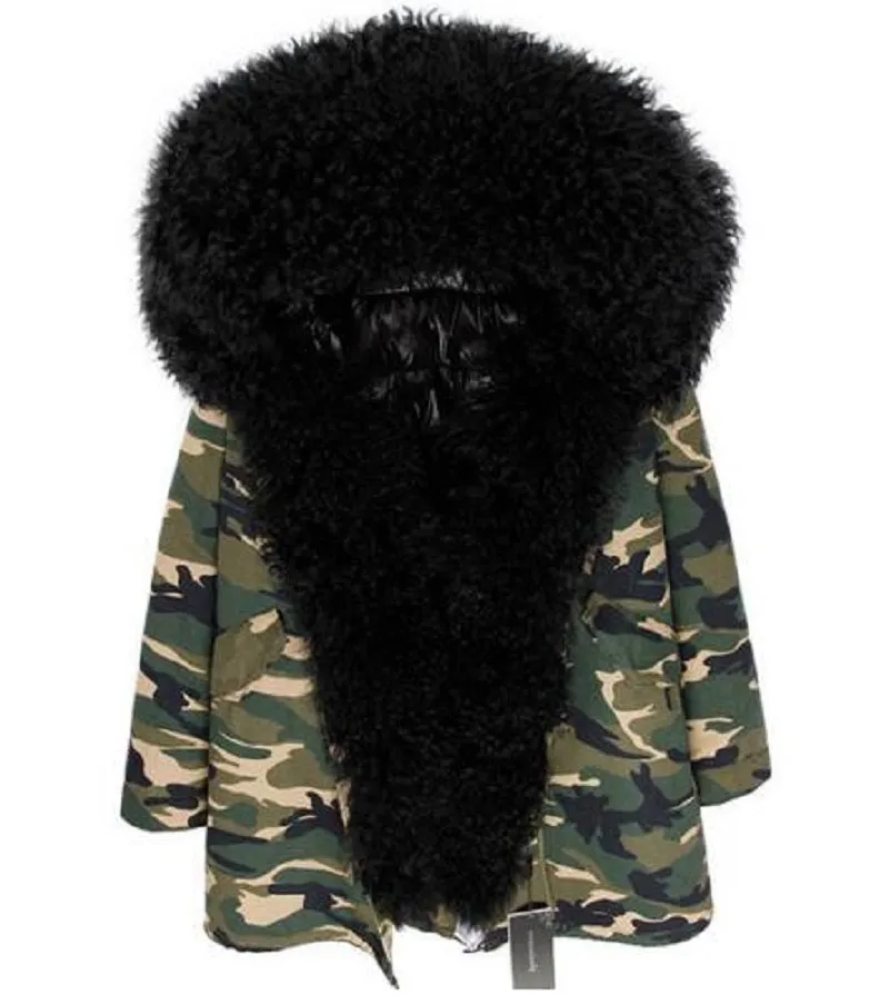 Women's Winter Casual Short Slim Hooded Parka With Sheep Fur