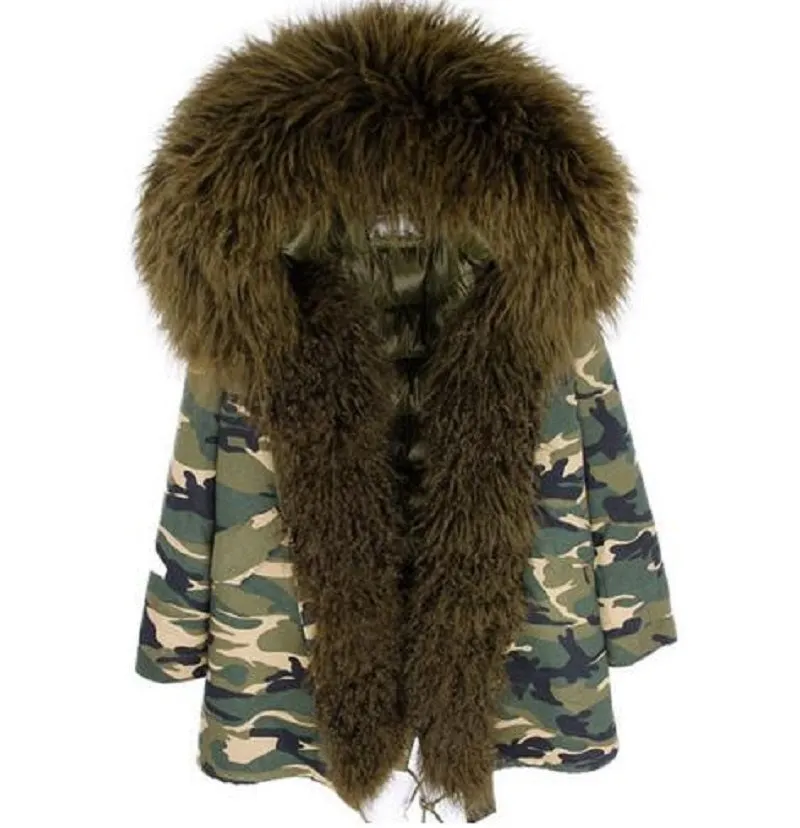 Women's Winter Casual Short Slim Hooded Parka With Sheep Fur