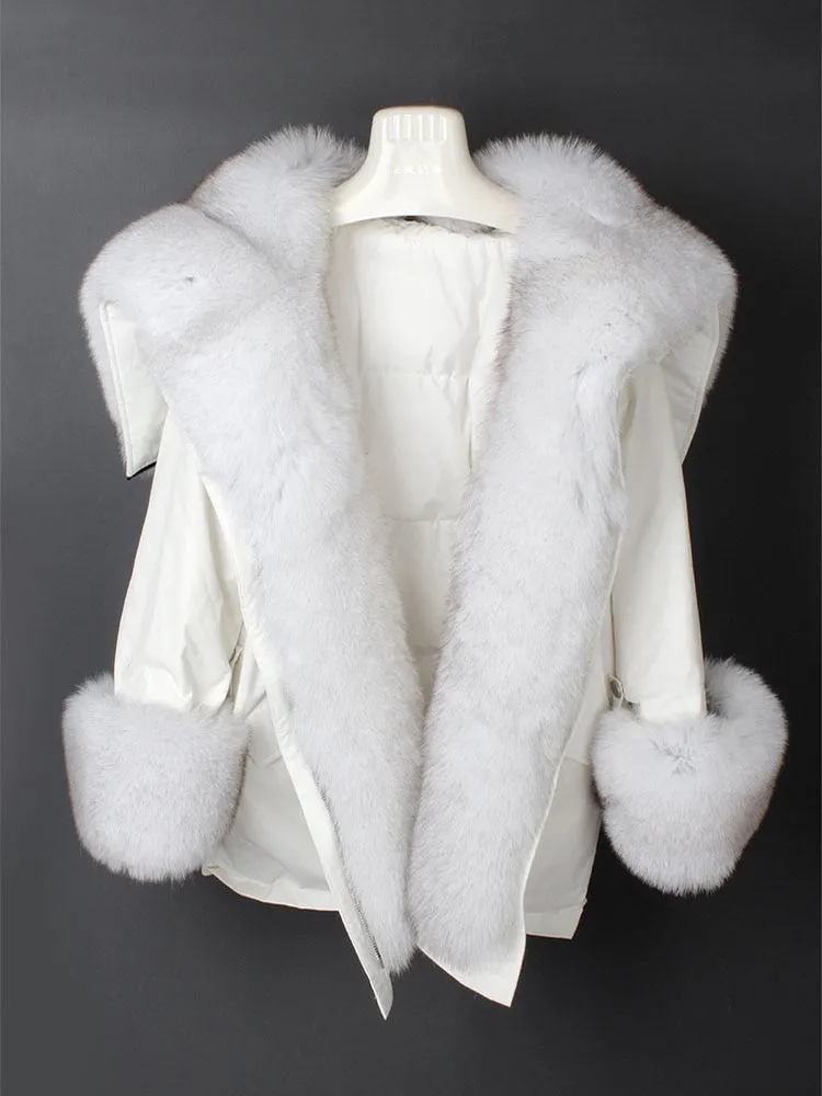Women's Winter Long Hooded Thick Parka With Fox Fur